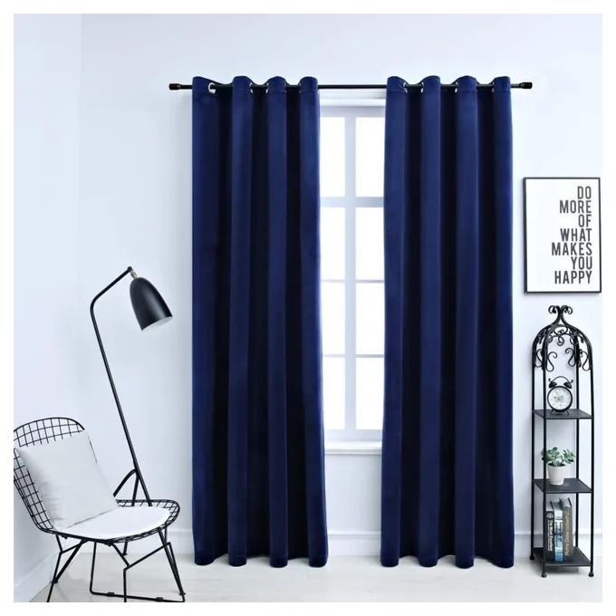 2 panneaux de rideaux opaque salon chambre a coucher Bleu