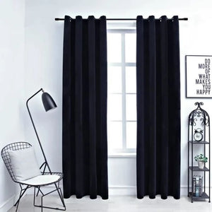 2 panneaux de rideaux opaque salon chambre a coucher Noir