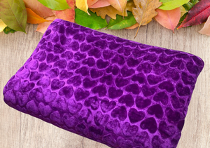 Plaid polaire Microfibre 2 places motif coeur-Dark violet